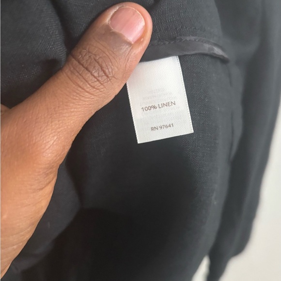 J.Jill Blazer Womens Black Linen Sz M Button Front Minimalist Boxy Career Office - Picture 5 of 5